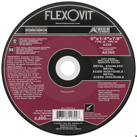 Flexovit DEPRESSED CENTER GRINDING WHEEL A5360